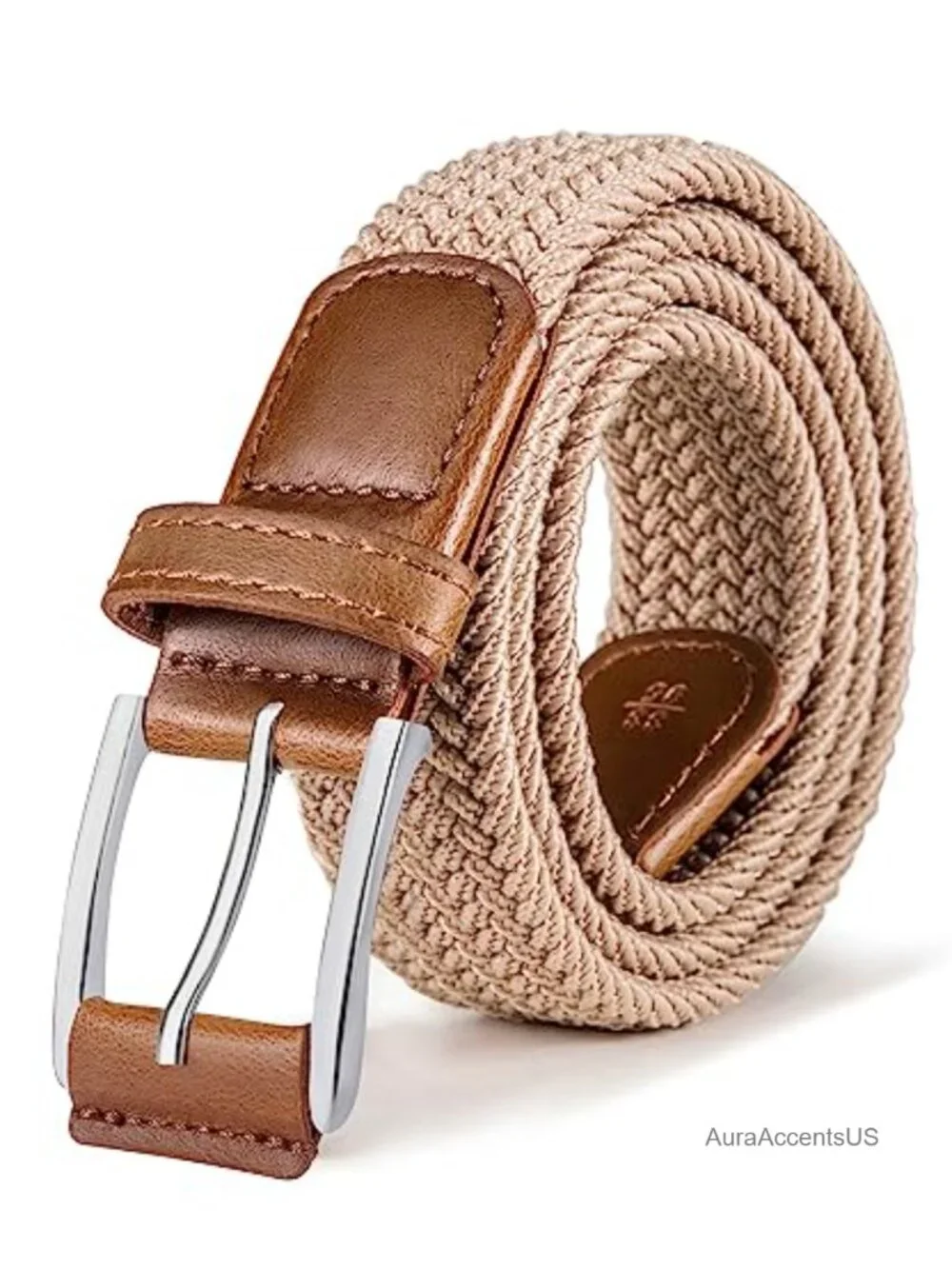 Men's Stretch Woven Belt, Lightweight Nylon Golf Belt, Holeless